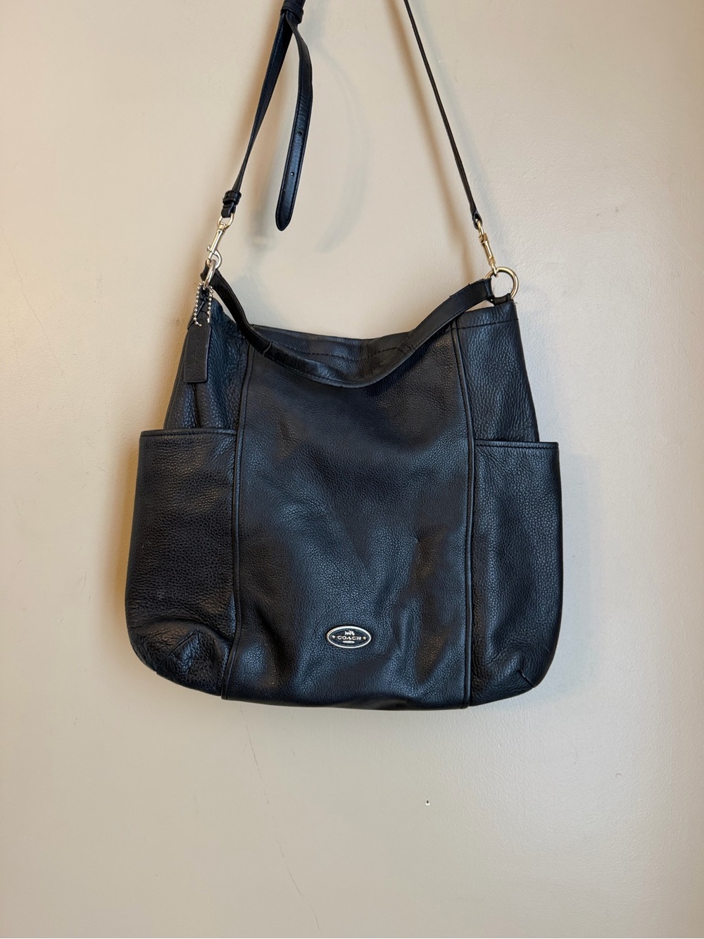 COACH CHICAGO GALLERY HOBO HANDBAG SHOULDER BAG 33436 Black Pebbled Leather